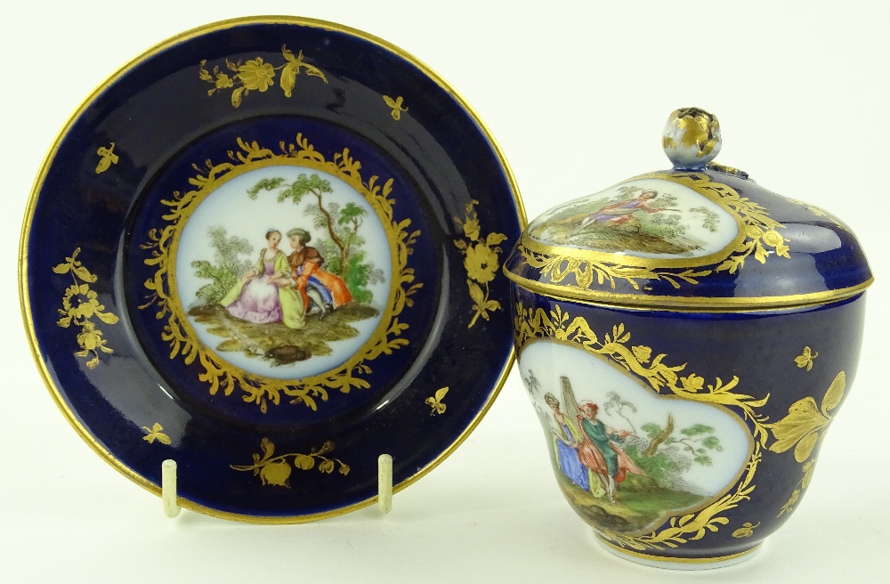 A 19th century German porcelain Cabinet cup, cover