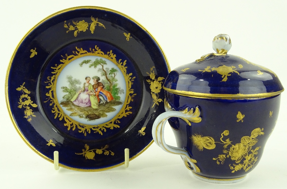 A 19th century German porcelain Cabinet cup, cover - Image 2 of 3