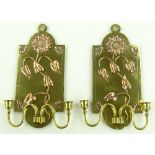 Pair of Victorian Arts & Crafts copper and brass w