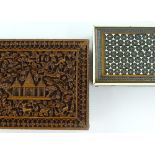 An Indian ivory and parquetry inlaid rectangular b