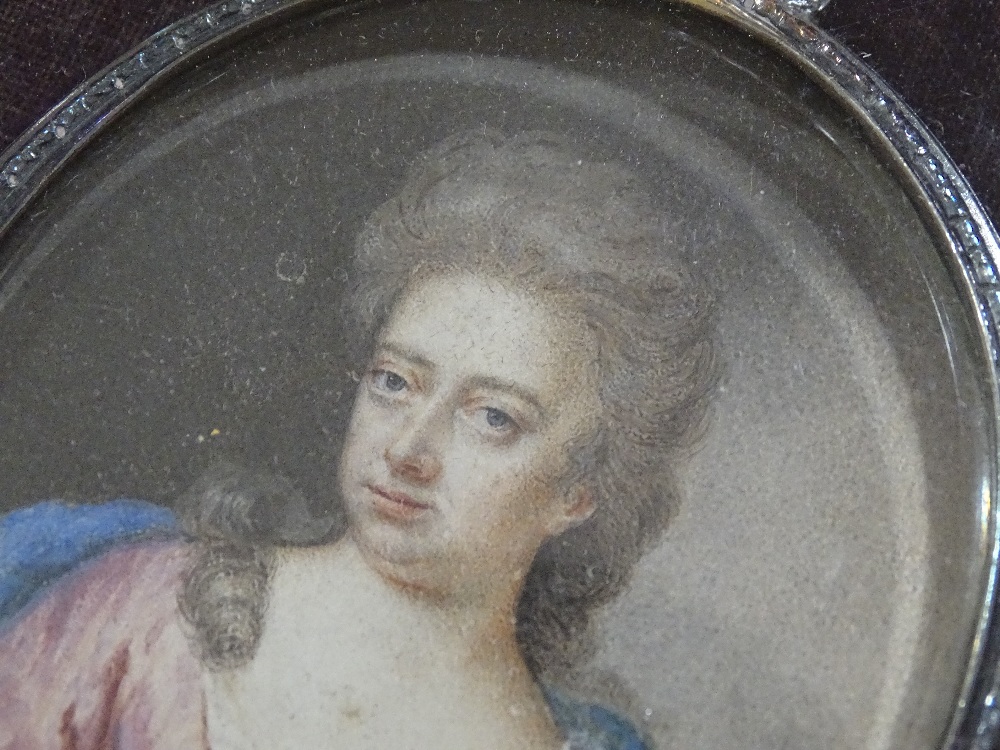 An 18th century miniature watercolour portrait of - Image 5 of 10