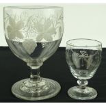 A large hand blown 19th century ale glass with etc