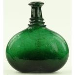 An Antique hand blown emerald green glass narrow n