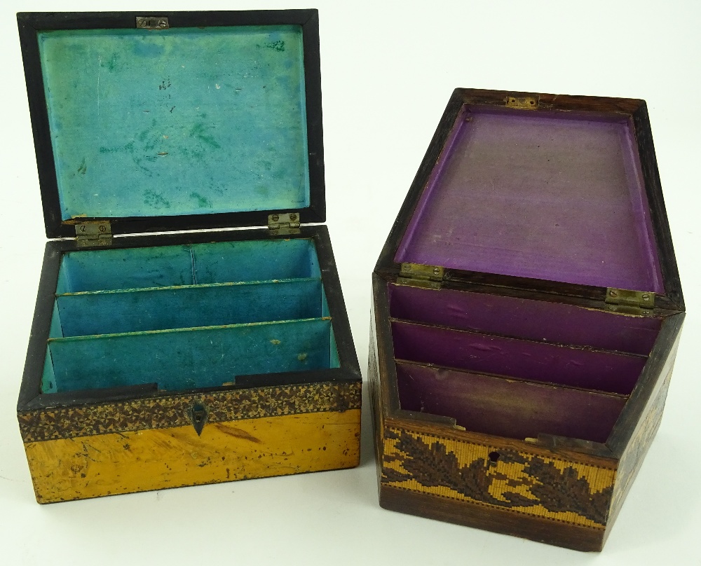 2 Victorian Tunbridgware stationery boxes, includi - Image 3 of 3