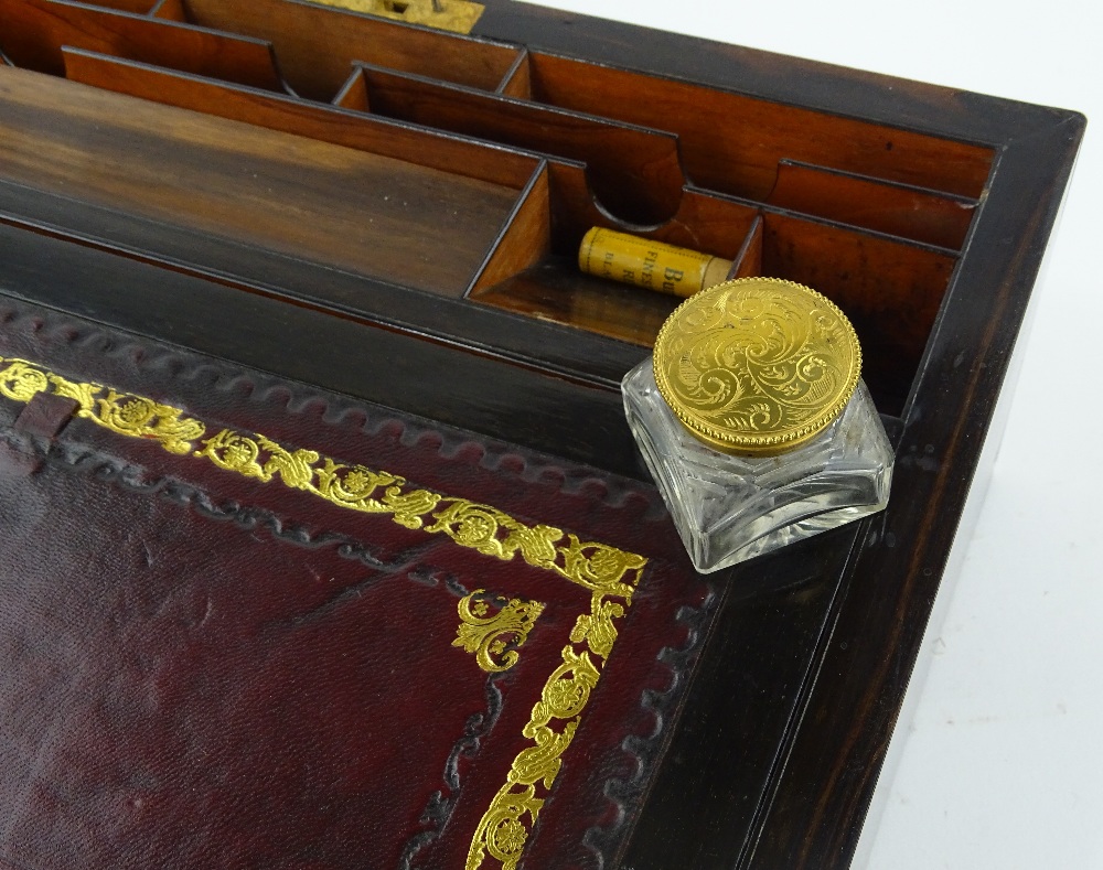 A Victorian Coromandel brass bound writing slope, - Image 2 of 3