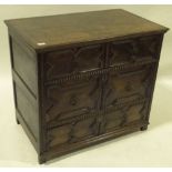A 17th/18th century joined oak chest of 3 long dra