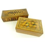 2 Victorian Tunbridgeware boxes, cube parquetry de