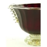 A Moser gilded ruby glass 2-handled bowl, diameter