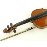 An early 20th century violin, satinwood back, body