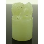 A Chinese jade seal with carved dog of fo mount, h