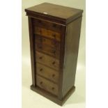 A Victorian walnut secretaire Wellington chest, wi