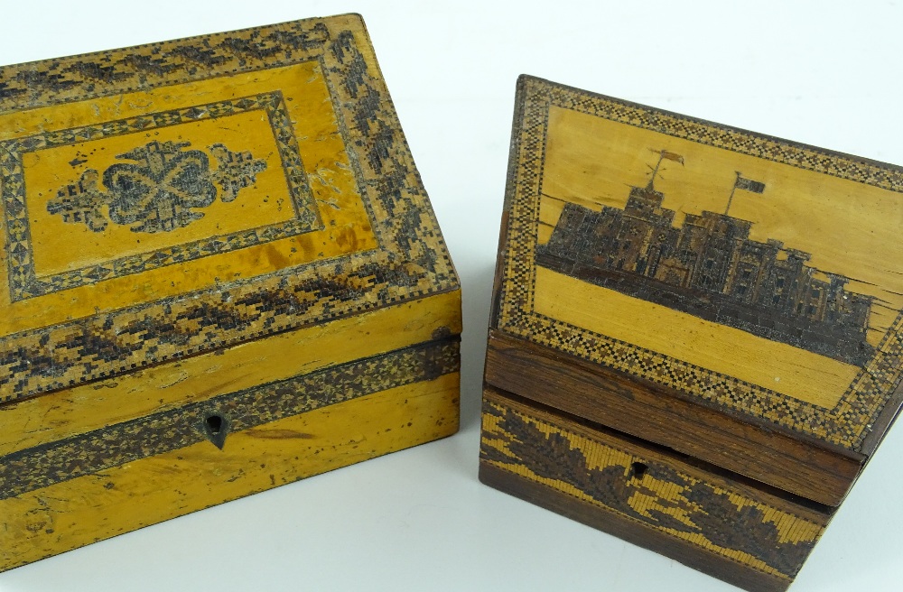 2 Victorian Tunbridgware stationery boxes, includi - Image 2 of 3