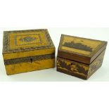 2 Victorian Tunbridgware stationery boxes, includi