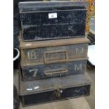4 Vintage tinplate storage boxes