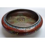 A Japanese cloisonne enamel bowl, with dragon desi