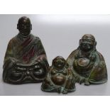 3 Chinese bronze seated Buddha, largest height 5.5