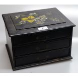 A Victorian papier-maché jewel chest of 3 drawers