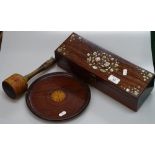 A Victorian rosewood and mother of pearl marquetry