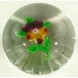 A small Baccarrat glass paperweight, pansie design