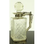 A WMF cut-glass and electroplate lockable decanter