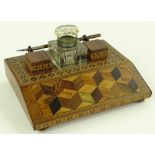 A Victorian Tunbridgeware desk stand, cube parquet