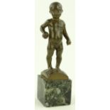 F Gill, bronze sculpture, standing child, signed, o