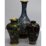 3 Chinese cloisonne enamel vases