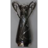 A WMF Art Nouveau electroplate vase, height 11.5"