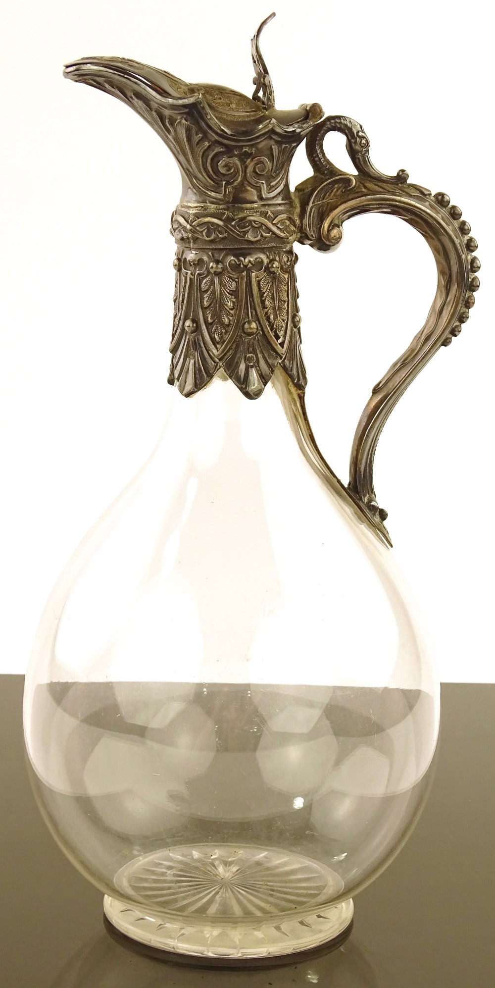 A Victorian silver-mounted glass claret jug, maker