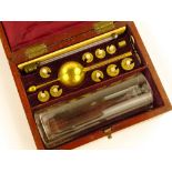 A Victorian hydrometer in mahogany case, case widt