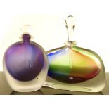 2 Studio glass perfume bottles by Chris Comins, he