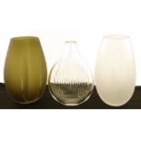 3 large Studio glass vases by Rebecca Morgan, larg