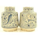 A pair of Continental Faience tin-glazed pottery v