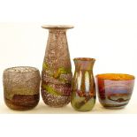 4 Vorbruda Studio glass vases and bowls for Gusum,