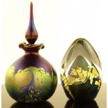 An Okra coloured glass perfume bottle, height 16cm