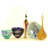 5 pieces of William Shakespeare Studio glass, all