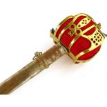 A reproduction Scottish style broadsword, brass bo