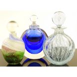 3 Studio glass perfume bottles, including Sanders