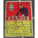 An extremely rare 1912 cycling poster for Armor Ra