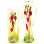 2 Okra Enhrlem poppy design vases, height 25cm and