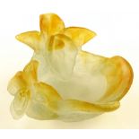 A Daum coloured glass orchid design bowl, engraved