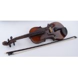 An Antique violin with single piece stripe wood ba