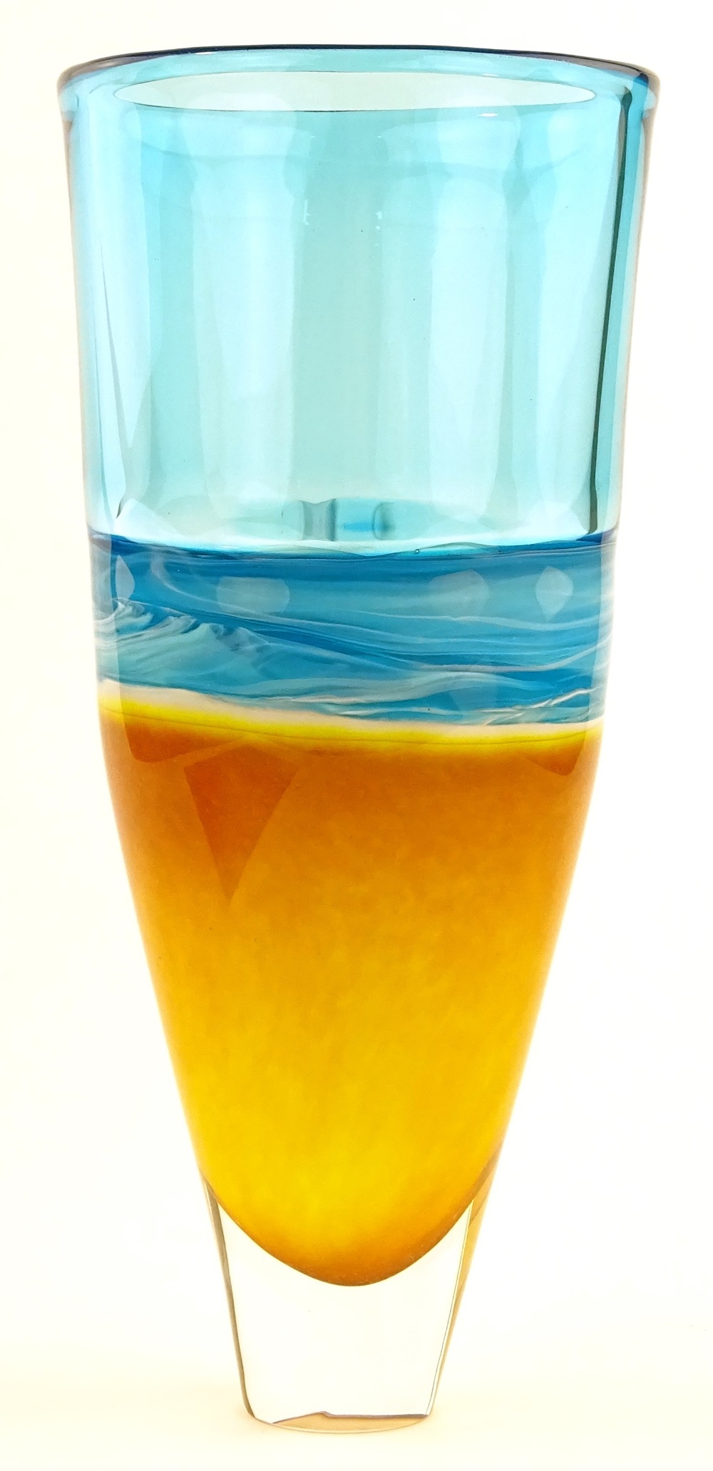 A Cornish Studio glass beach design glass vase, he