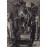 Ralph Cleaver, pencil drawing, wine pressing, sign