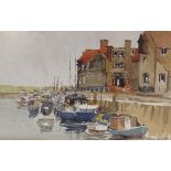 John Yardley (born 1933), watercolour, boats in harbour