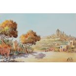 Ed Galea, watercolour, Mdina Malta, signed and dat