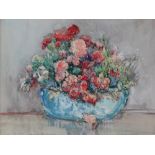 Knighton Hammond, watercolour, still life bowl of