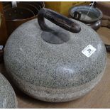 An Antique granite curling stone with brass and eb