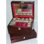 A Victorian rosewood toilet box, interior fitted w