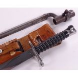 A Swiss Sig 57 bayonet, with scabbard and leather